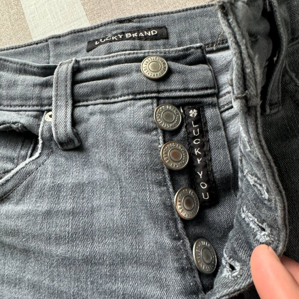 EUC Lucky Brand Mid Rise Skinny Blue Gray Jeans Sz 0 / 25R - Picture 2 of 8